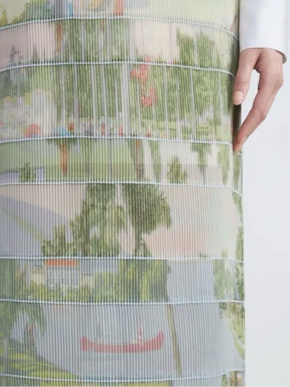 Lafayette 148 New York Pastel Scenic Pleated Maxi Skirt Sz M-L - Picture 9 of 15